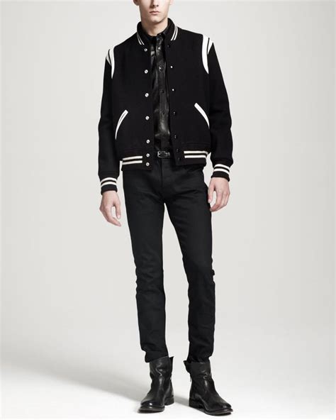 ysl letterman jacket